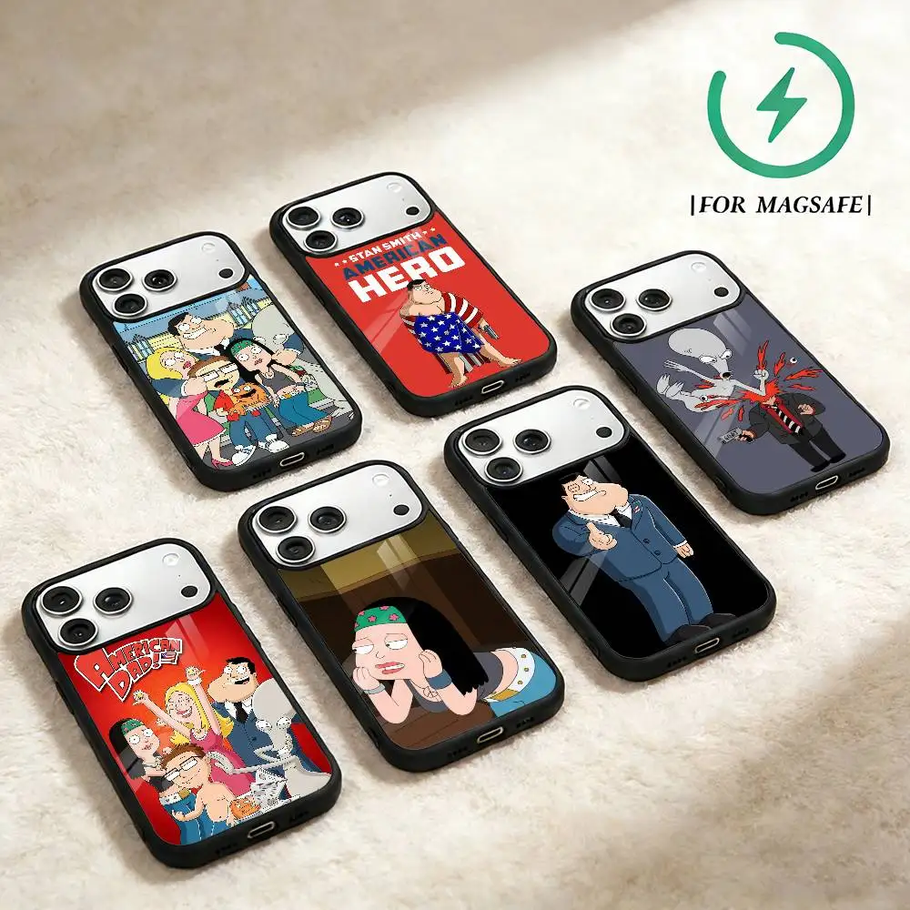 

Cartoon A-American Dad Phone Case For iPhone 17,16,15,14,13,12,Plus,Pro,Max For Magsafe Magnetic Wireless Charge