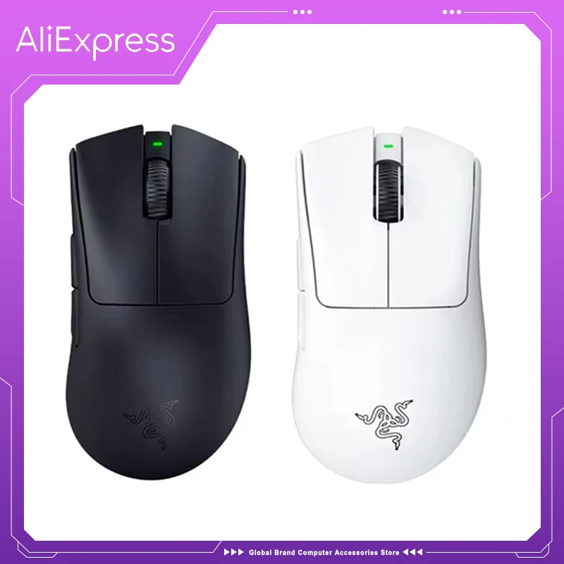 100% оригинальная беспроводная игровая мышь Razer DeathAdder V3 Pro Gamer 63 г, сверхлегкий оптический датчик 30 К DPI для ПК, ноутбука