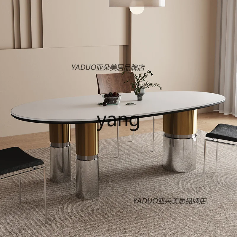 XYY rock slab dining table minimalist high-end home modern minimalist oval water drop shape