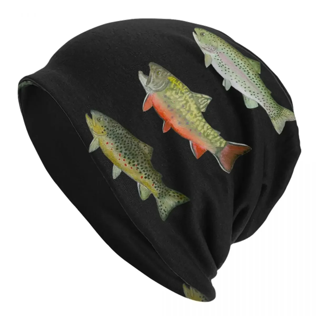 Trout Triad Bonnet Hats Fly Fishing Skullies Beanies Men Women Unisex Vintage Head Wrap Beanie Hats Outdoor Sport Design Caps