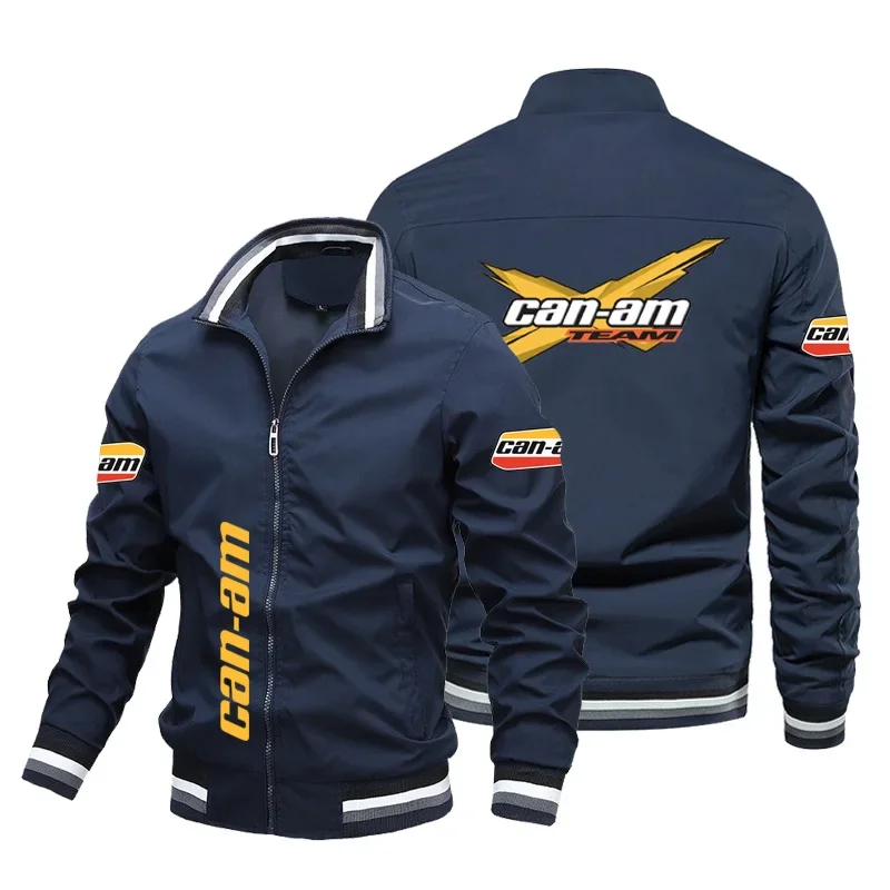 2023 Nieuwe Herenjas Can-Am Logo Print Jack Met Ritssluiting Baseball Jack Winddicht Waterdicht Kleding Motorjas Wind