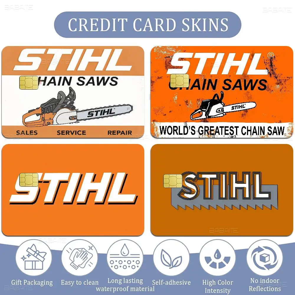 S-Stihl Game Film Cover Aufkleberhülle für die Vorderseite von Kredit- und Debitkarten mit kleinem Chip