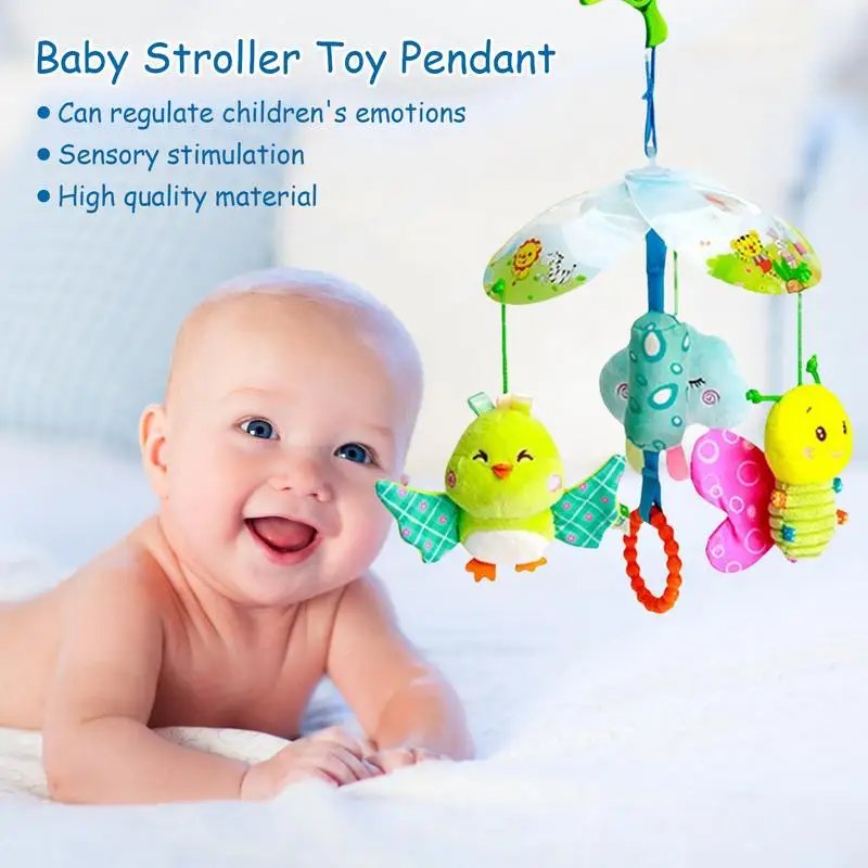 

Stroller Toys Cute Bee Rattle Toy Wind Chimes Stroller Activity Toy Plush Animal Clip On Toy Soft Sensory Learning Toy For