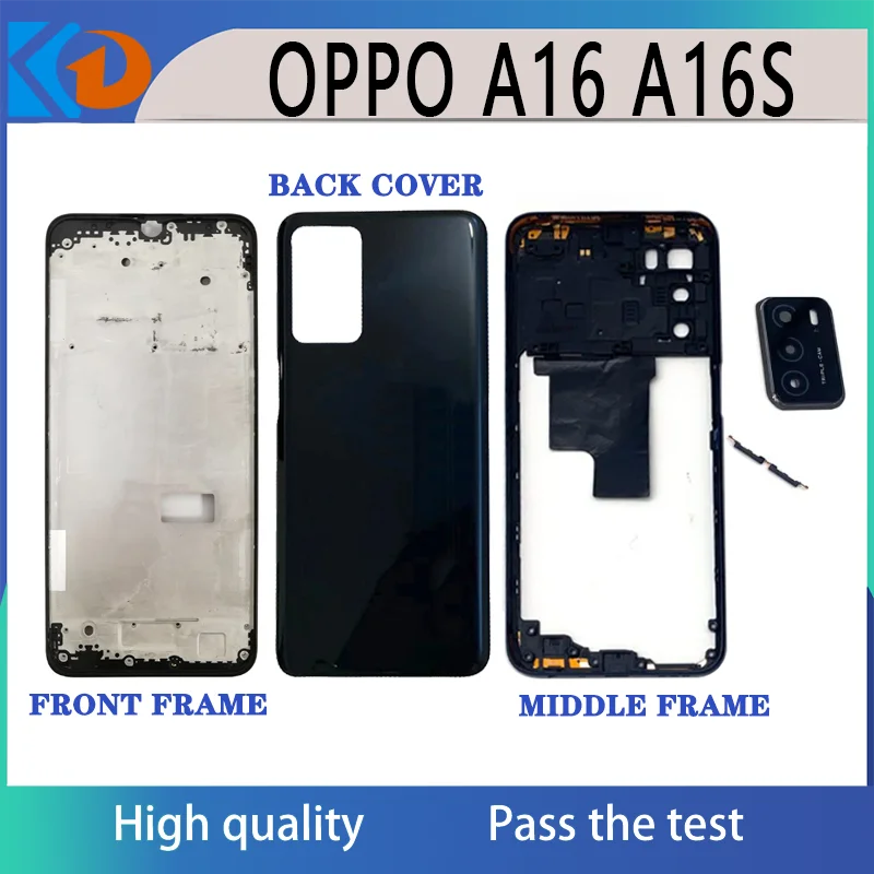 Full Set Back Housing For OPPO A16 CPH2269 Back Battery Glass Cover With LCD Front Middle Battery Cover Glass Housing Rear Door