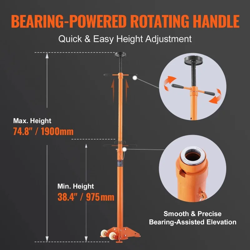 VEVOR-Heavy Duty Underhoist Stand, 3, 4 Ton Capacidade Pole Jack, Suporte de Carro, Elevação de 43,3 "para 75,1"