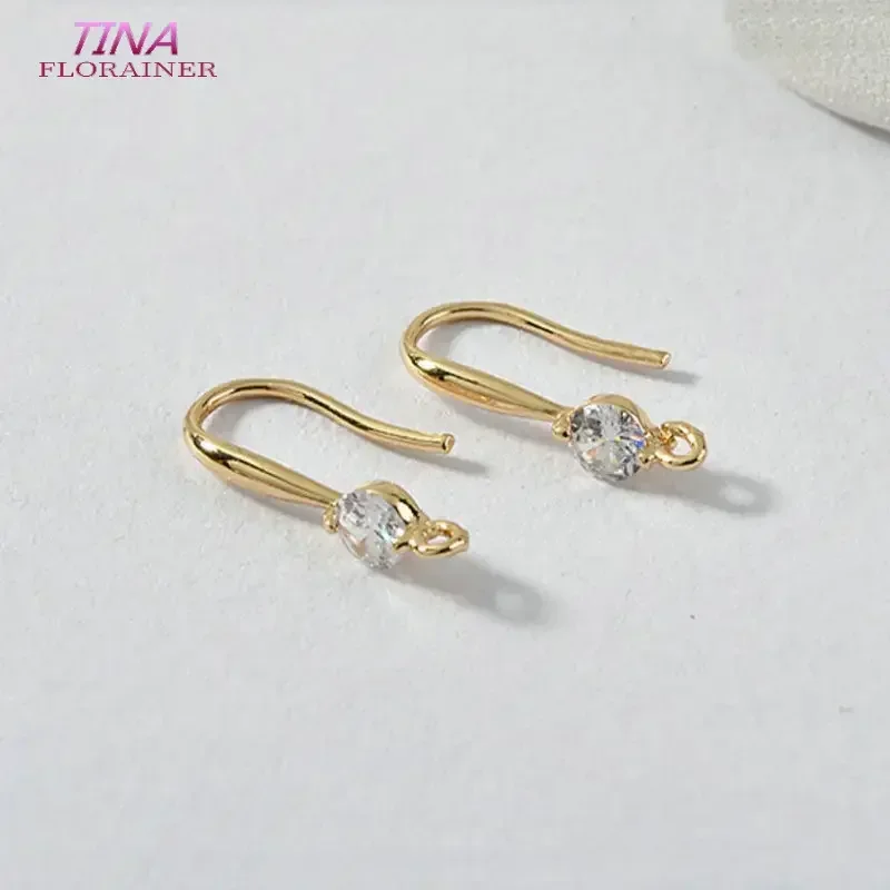 10*18MM 14K Gold Plated and Zircon Stud Earring Making Supplies Earring Hook  For Jewellery Accessories