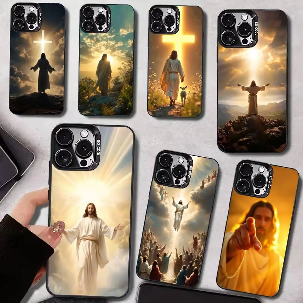 

Faith Christian Religious Jesus Colorful Silver Back Phone Case For IPhone 17 16 15 14 13 12 11 Plus Pro Max Plus