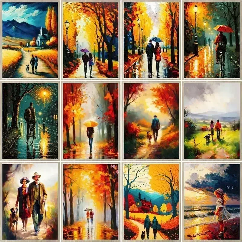 

581216 Paint By Number Street Couples Wall Art DIY Frame Picture By Number Figure Painting Acrylic Canvas Painting For Decor