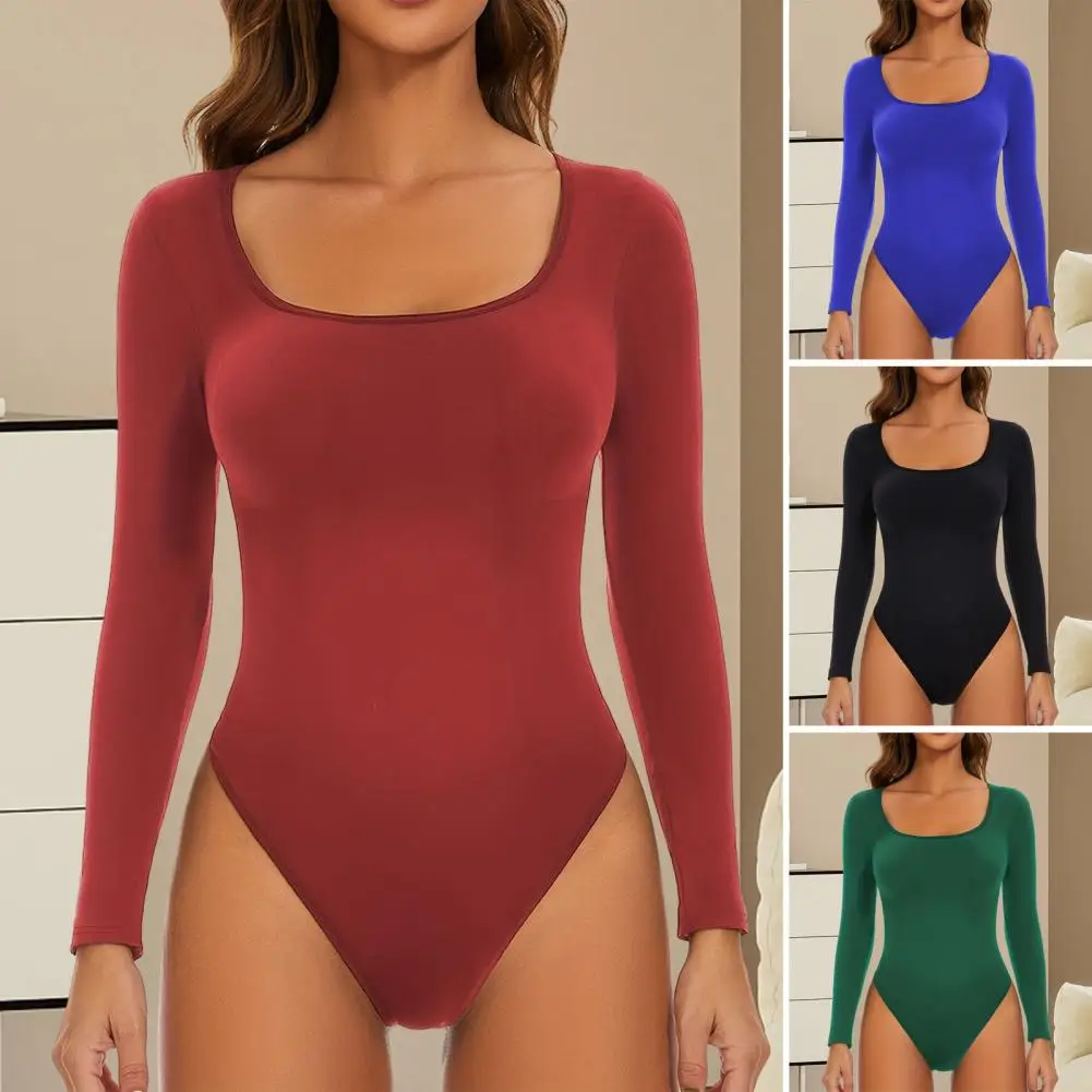 

Slim Fit Bodysuit Women Polyester Spandex Bodysuit Cozy Women's Thermal Fleece Bodysuit Slim Fit Base Layer Top for Fall Square