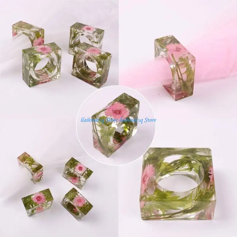 573B 4x Resin Silicone Mold Jewelry Storage Epoxy Napkin Holder Mold for DIY Craft Jewelry Storage Casting Molds Home Decor