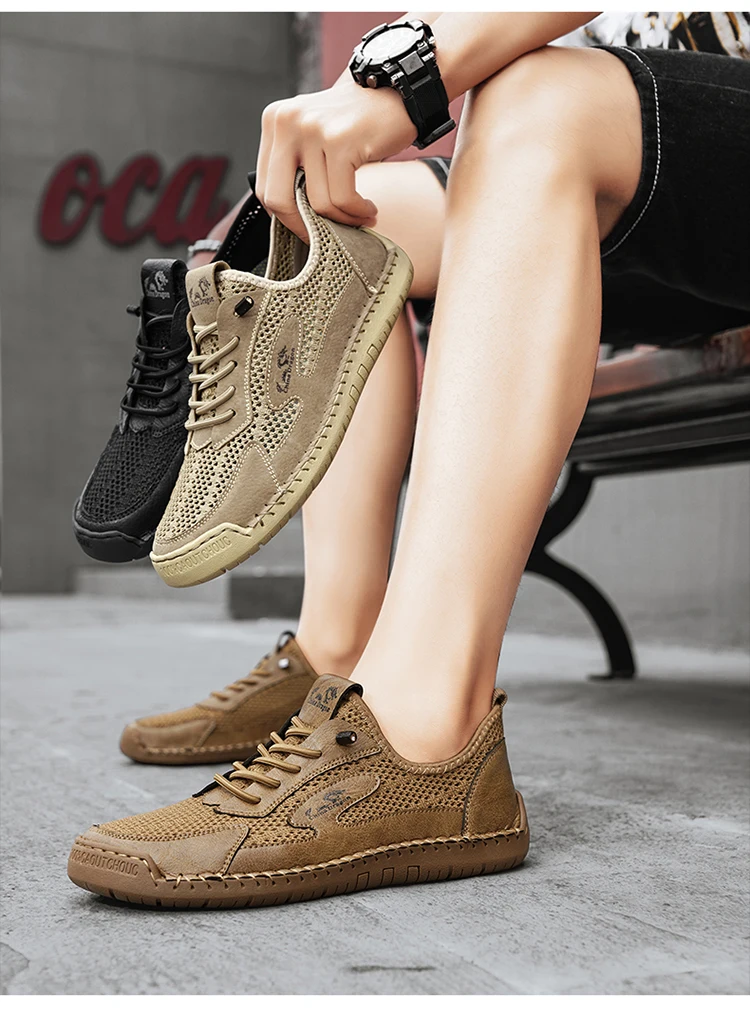 Herren-Freizeitschuhe aus Mesh, atmungsaktive Loafer, leichte Herren-Sneaker, flache Fahrschuhe, Größe Herren, Mesh-Schuhe, Sneakers – Detail 7