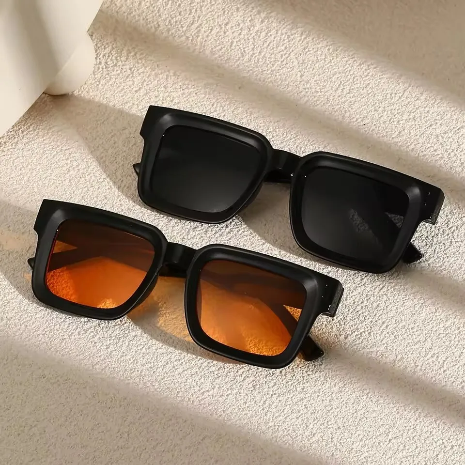 Retro Fashion Square Sun Glasses Women Men Simple Daily Sunglasses Leisure Beach Travel Shades Lady Man Protective Glasses UV400