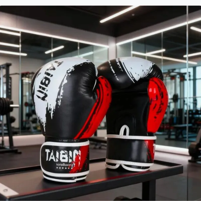 1 par de guantes de boxeo para adultos para hombres, entrenamiento de boxeo, guantes de lucha ajustables cómodos, Protector de manos, negro, rojo y azul