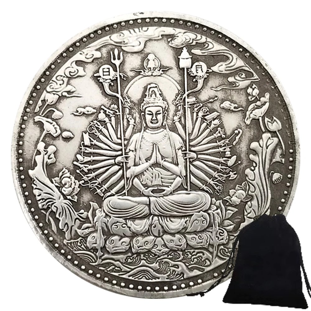 Luxury Thousand Hands Buddha Meditation Novelty Couple Art Coin/Good Luck Nightclub Commemorative Pocket Fun Coin+Gift Bag