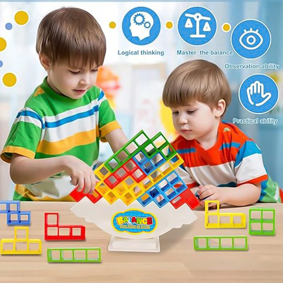 Balance Stacking Board Games Kids Adults Tower Block Toys for Family Parties Travel Games Boys Girls Puzzle Buliding Blocks Toy