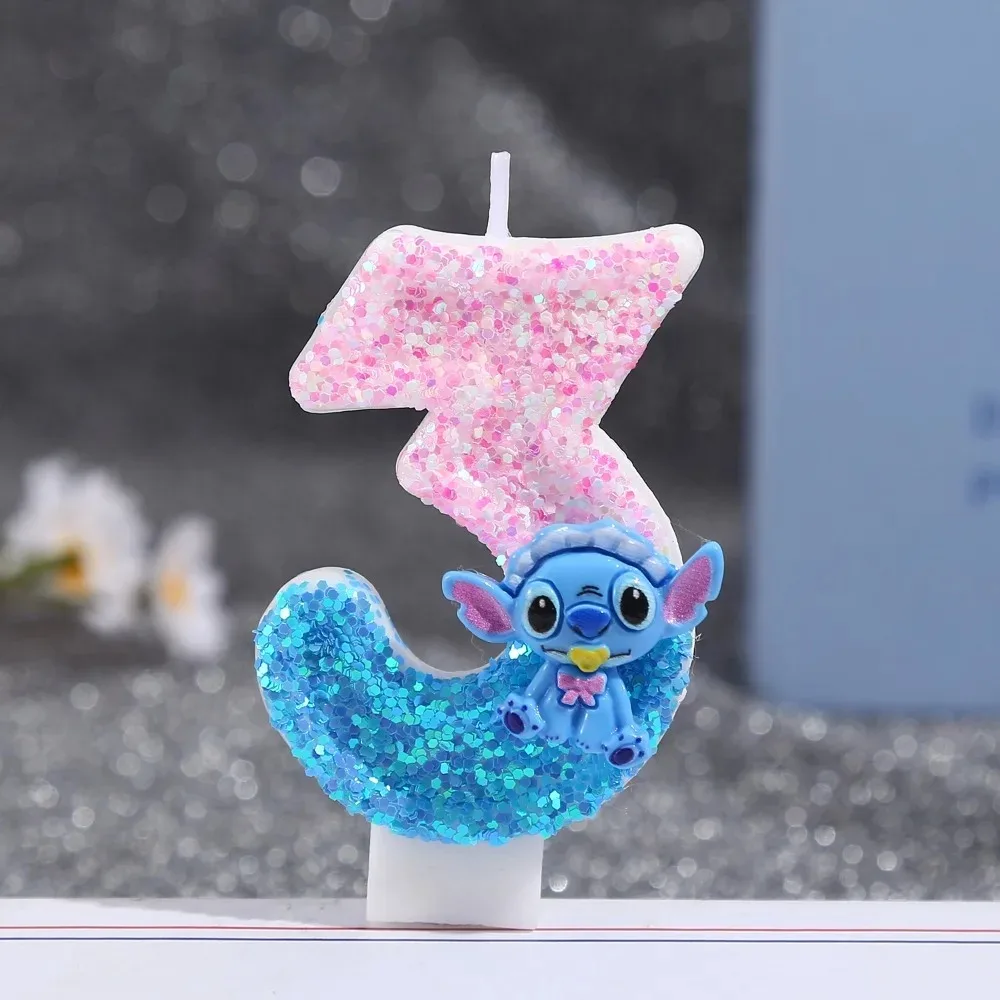 2026 أنيمي ليلو وستيتش 0-9 عدد شمعة لطيف ثلاثية الأبعاد Kawaii غرزة شخصية كرتونية كعكة حفلة المكونات في كعكة عيد ميلاد الديكور