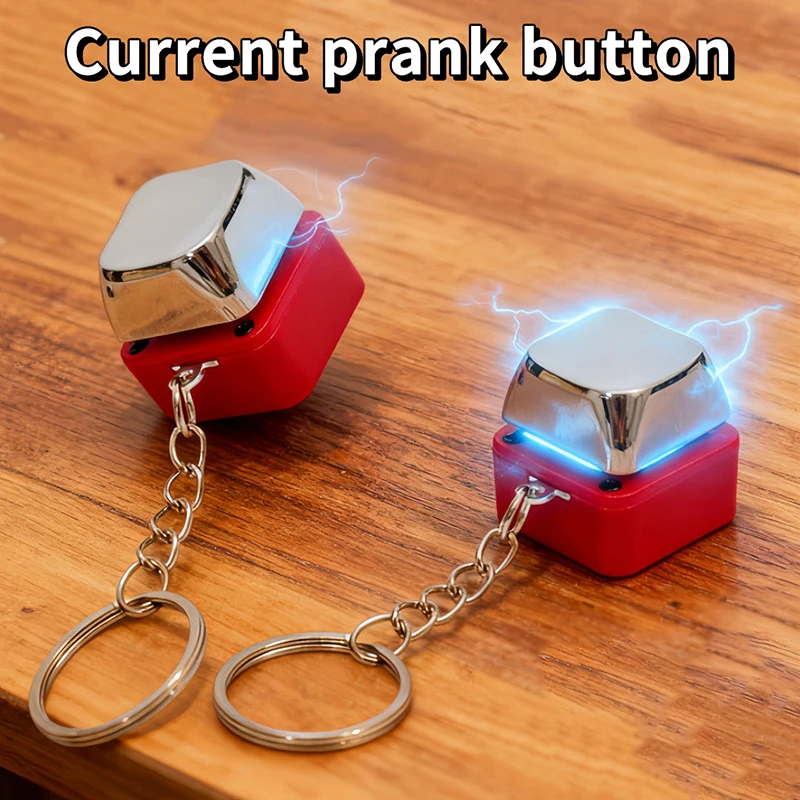 Electric Shock Electric Keyboard Keychain Street Trick Novelty Item Fidget Keychain Shocking Handshake Trick Clicker Toy 1PC