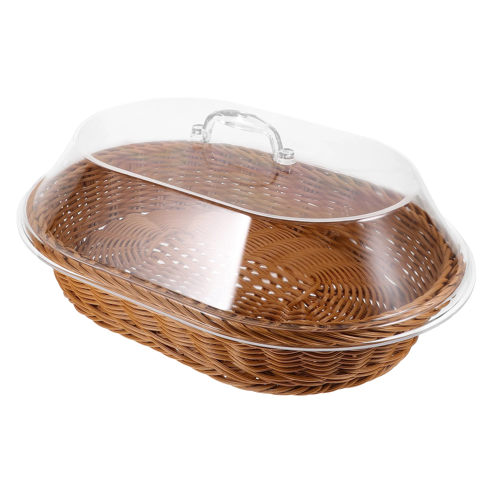 

Transparent Lid Food Preservation Basket Bread Basket Round Storage Tray for Fruits Vegetables Snacks Desserts Serving