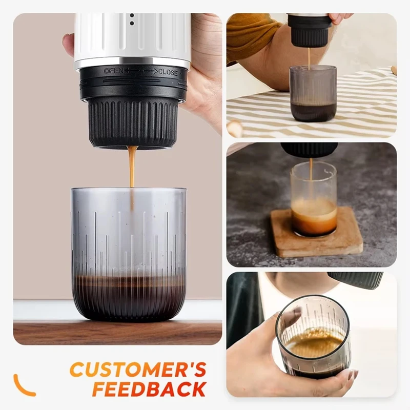 ABBO-Portable Espresso Machine ,Wireless Electric Coffee Maker Compatible With Capsules & Ground Coffee, Ideal For Travel Use