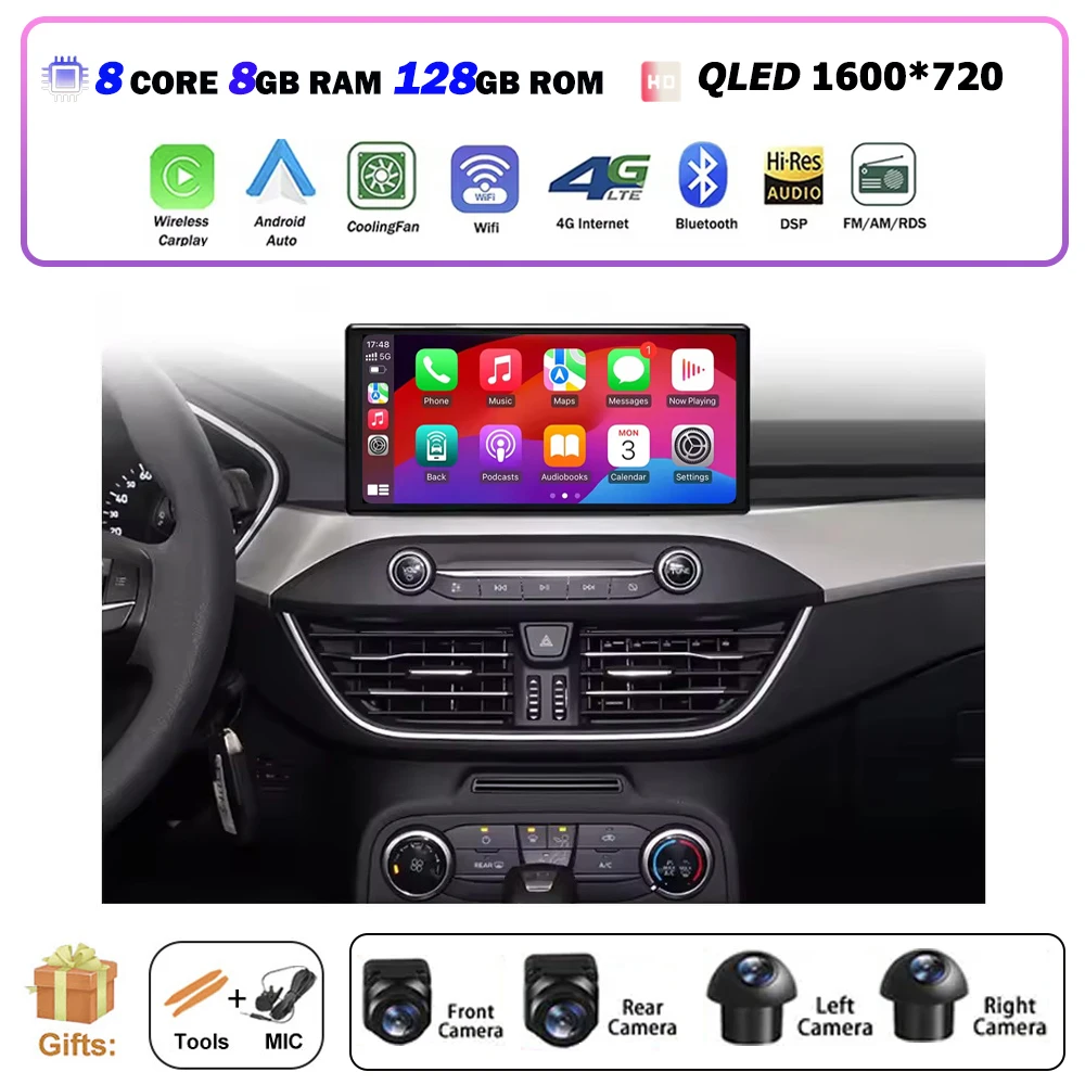 10.33 Inch Android 16 Voor FORD Focus 2019-2022 Autoradio Multimedia Video Player GPS Navigatie Stereo 360 Camera BT DSP Carplay
