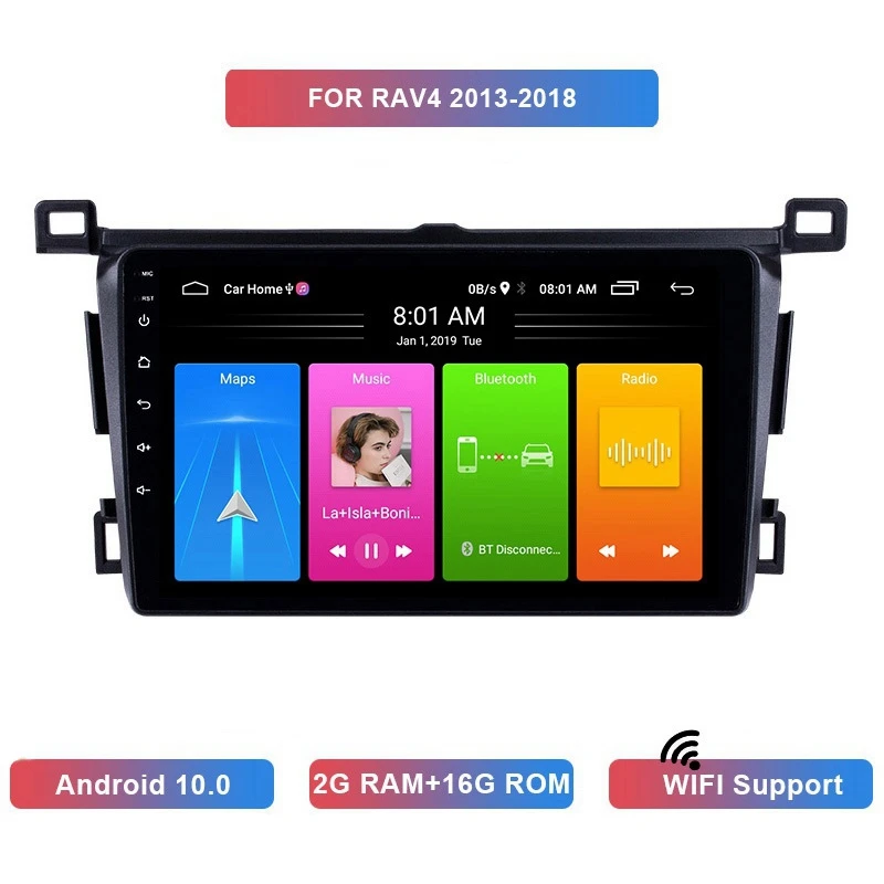 

10 Inch 2 Din Android 10.0 Car MP5 Player Radio 2+16GB Wifi Bluetooth GPS Navigation For Toyota RAV4 2013-2018