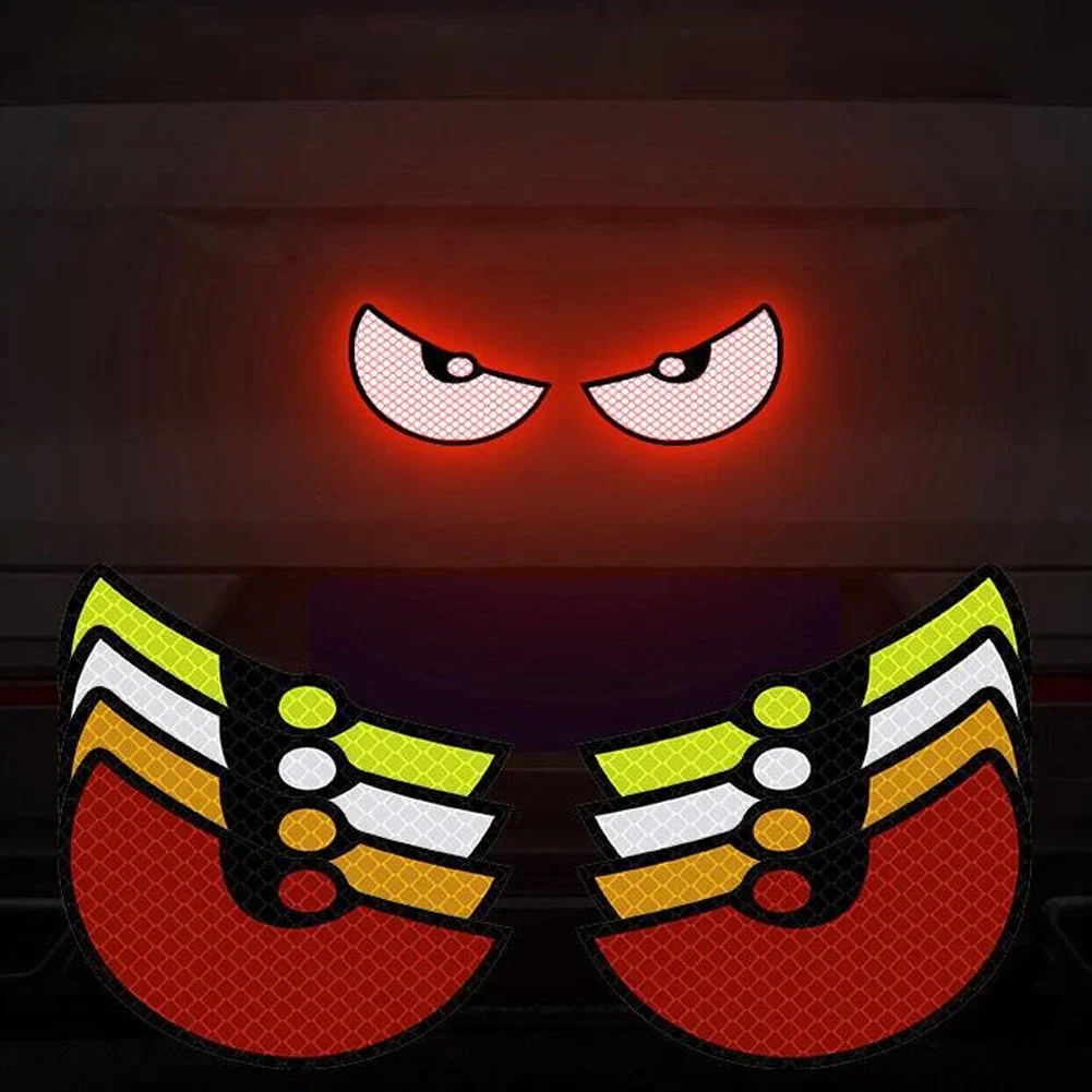 2pcs Car Reflective Safety Warning Tape Cat Eyes Pattern Night Driving Safety Decals for Auto Truck Motorcycle Reflector Sticker