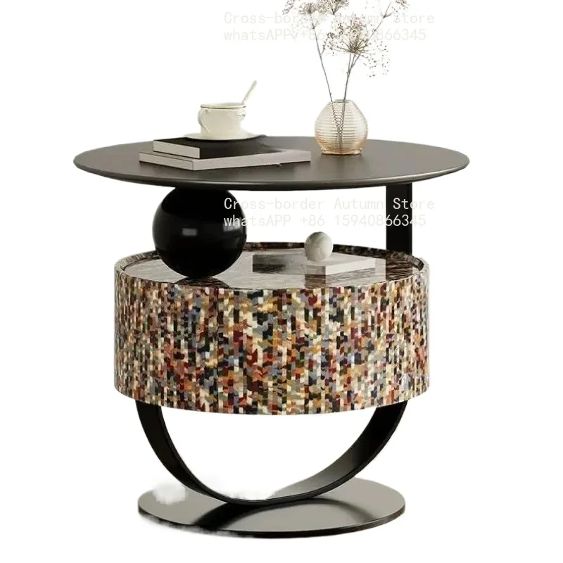 Round Nightstands Designer Look Wooden Unique Bedside Tables Modern Narrow Mesita De Noche Furniture For Home