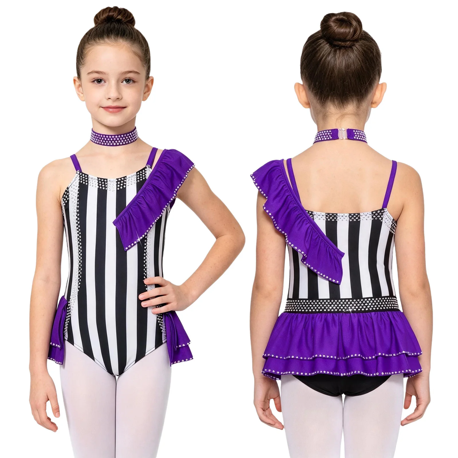 Kids Girls Halloween Carnival Circus Ringmaster Clown Costume Rhythmic Gymnastics Ballet Jazz Latin Dance Leotard Tutu Dancewear