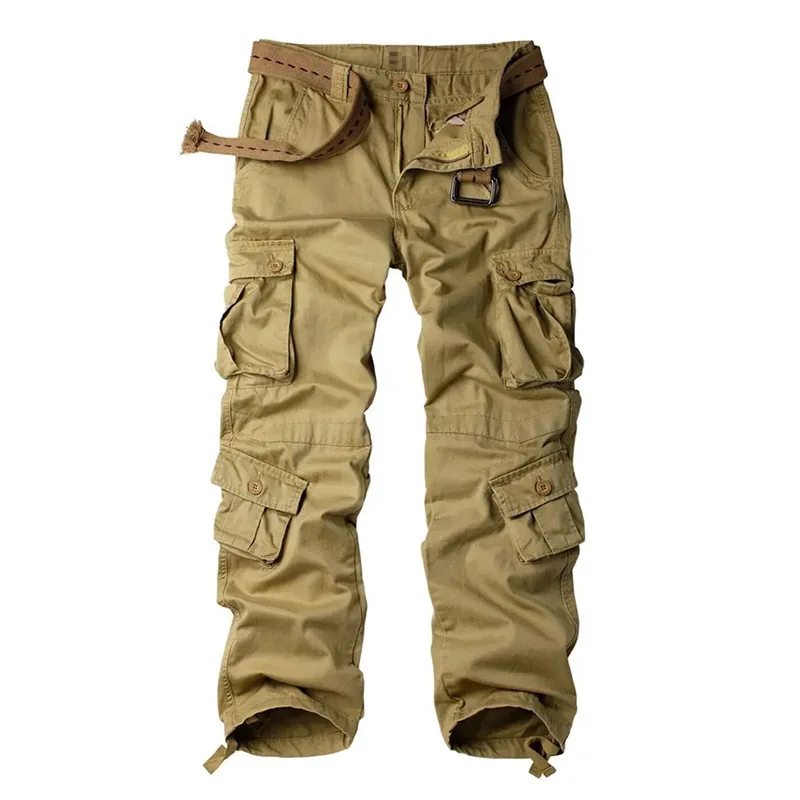 Autumn Thick Cargo Pants Men Multi-Pocket Outdoor Work Trousers Midweight Field Training Pants Tactical Hiking Camping Trousers