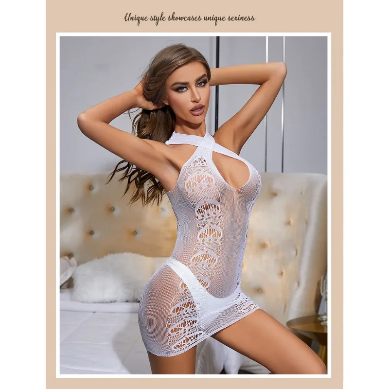 توهج الظلام مجموعة الملابس الداخلية النسائية شبكة صيد السمك انظر من خلال بيبي دول ملابس نوم مفتوحة المنشعب Bodystockings الحمالة المثيرة زي #1