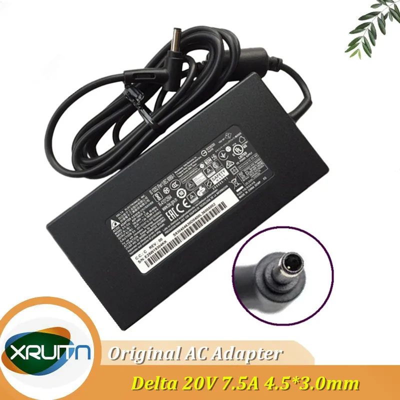 Genuine OEM DELTA ADP-150CH D 20V 7.5A 150W 4.5x3.0mm Power Supply AC Adapter For MSI GF76 GF66 Gaming Laptop Charger A18-150P1A