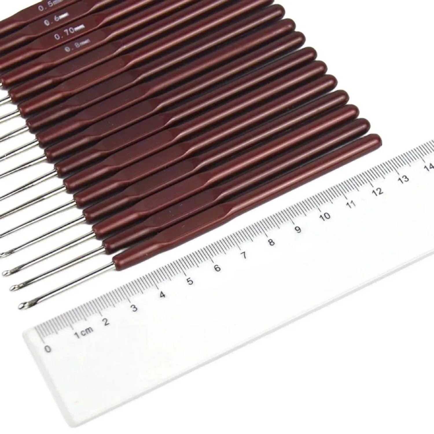 4 قطعة/الوحدة إبرة كروشيه 0.5 "0.6" 0.7 "0.8 مللي متر مايكرو هوك الإبر لصنع شعر مستعار الكروشيه أقفال الضفائر النسيج إبرة أدوات