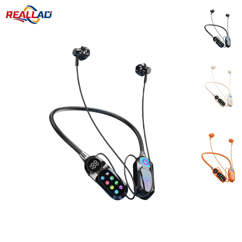 New YG17 Wireless Earphones 5.3 Neckband Headphones Gaming LED Display Stereo Sports Headset Halter Waterproof Magnetic Earbuds
