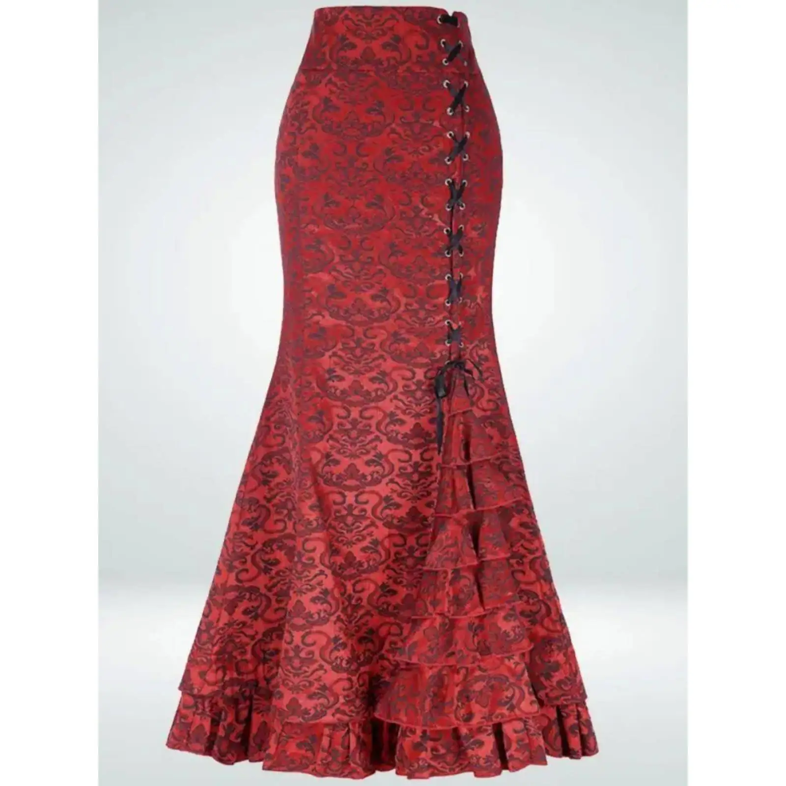 

Gothic Sle loween Jacquard Fitail Skirt High Waist f Body Fi Tail Gown for Women Ci Walk Bat ape Fall Season