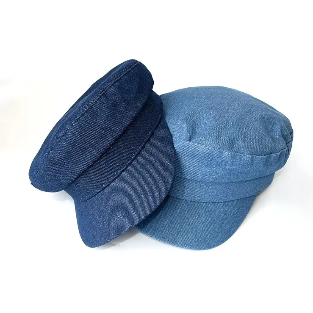 Casual Light Denim Duckbill Hat Adjustable Breathable Octagonal Cap Peaked Hats