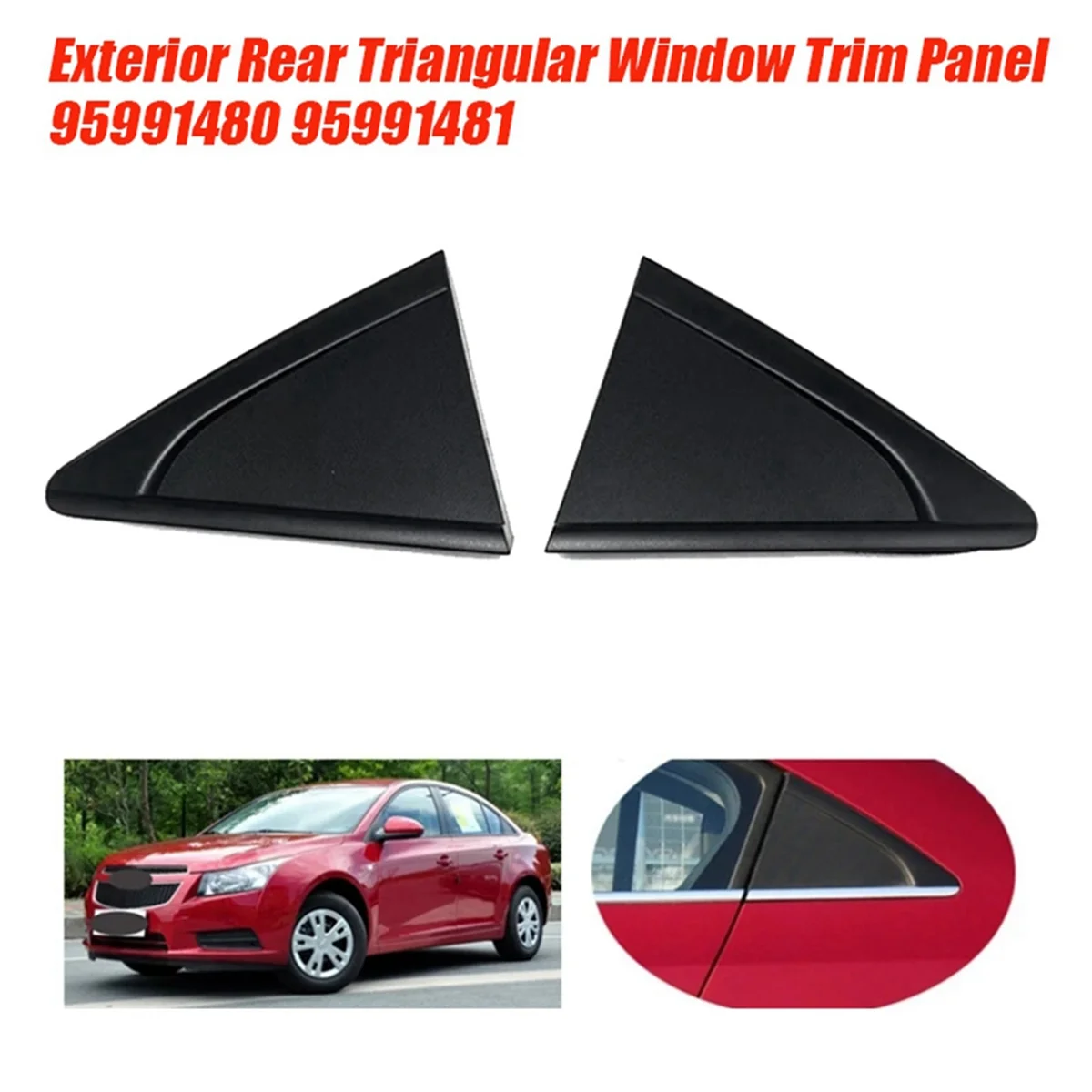 لوحة تشذيب للنافذة العلوية والخلفية ، غطاء تشذيب ، خلفي يمين ، مثلث ، هيكل خارجي ، شيفروليه كروز ، من الخلف ، من الخارج