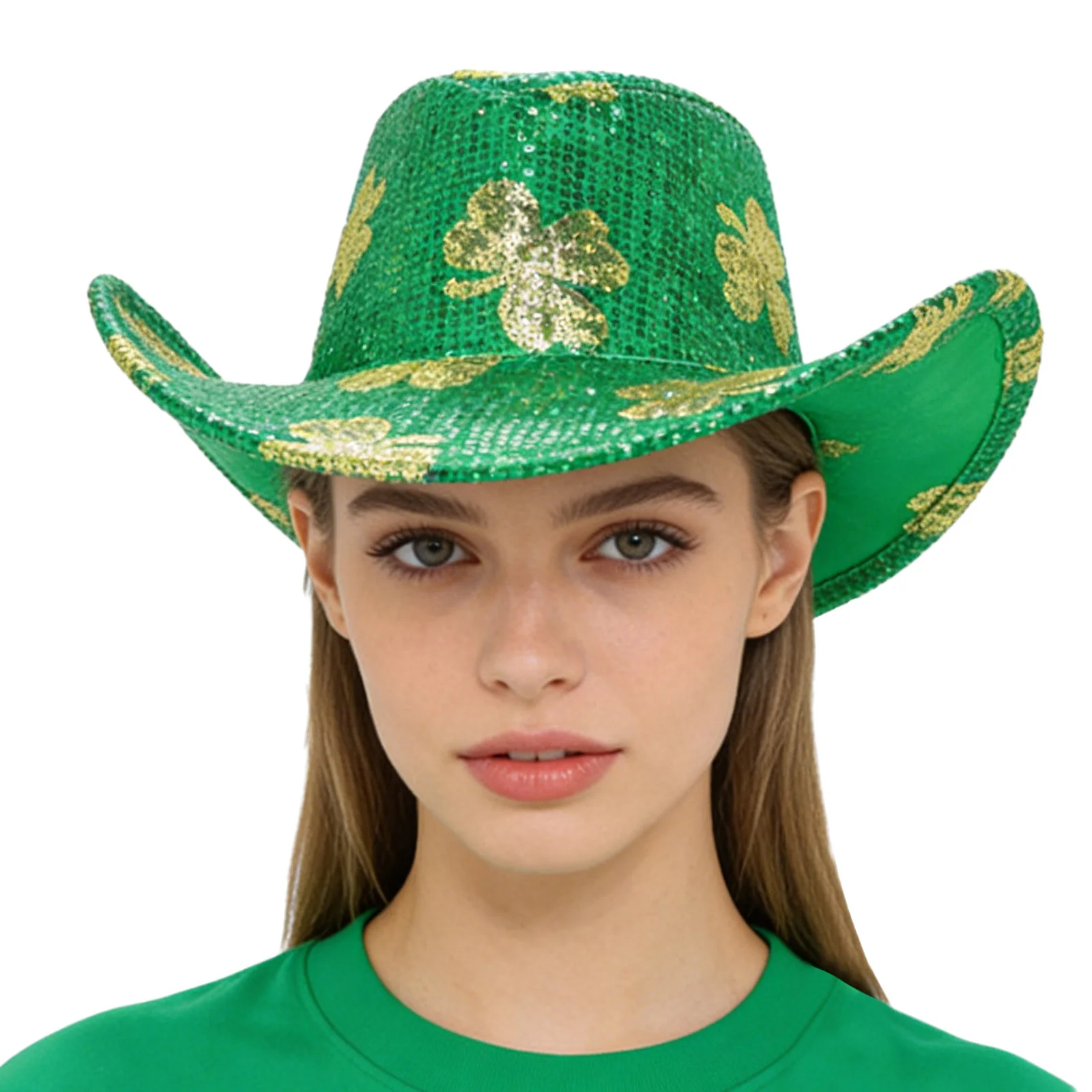 Men Women Mardi-Gras St Patrick Day Cowboy Cowgirl Green Hat Irish Holiday Carnival Festival Party Cosplay Cap Costume Accessory