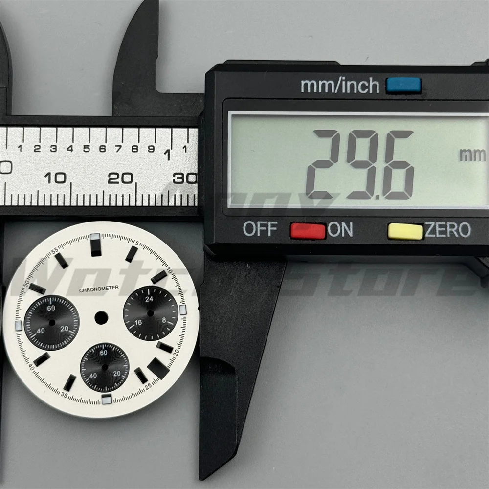 جديد 29.6 مللي متر أزرق ثلجي/بورجوندي أحمر/أسود/أبيض/كورال أخضر كرونوغراف VK63 الطلب مع VK63 6 دبوس الأيدي C3 Lume Fit VK63