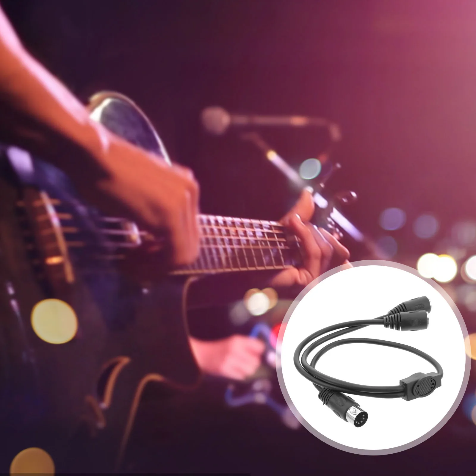 

Din 5-Pin Splitter Cable 0.5m Male to Dual Female Midi Adapter Cable for Synthesizer Keyboard Guitar Audio Connection