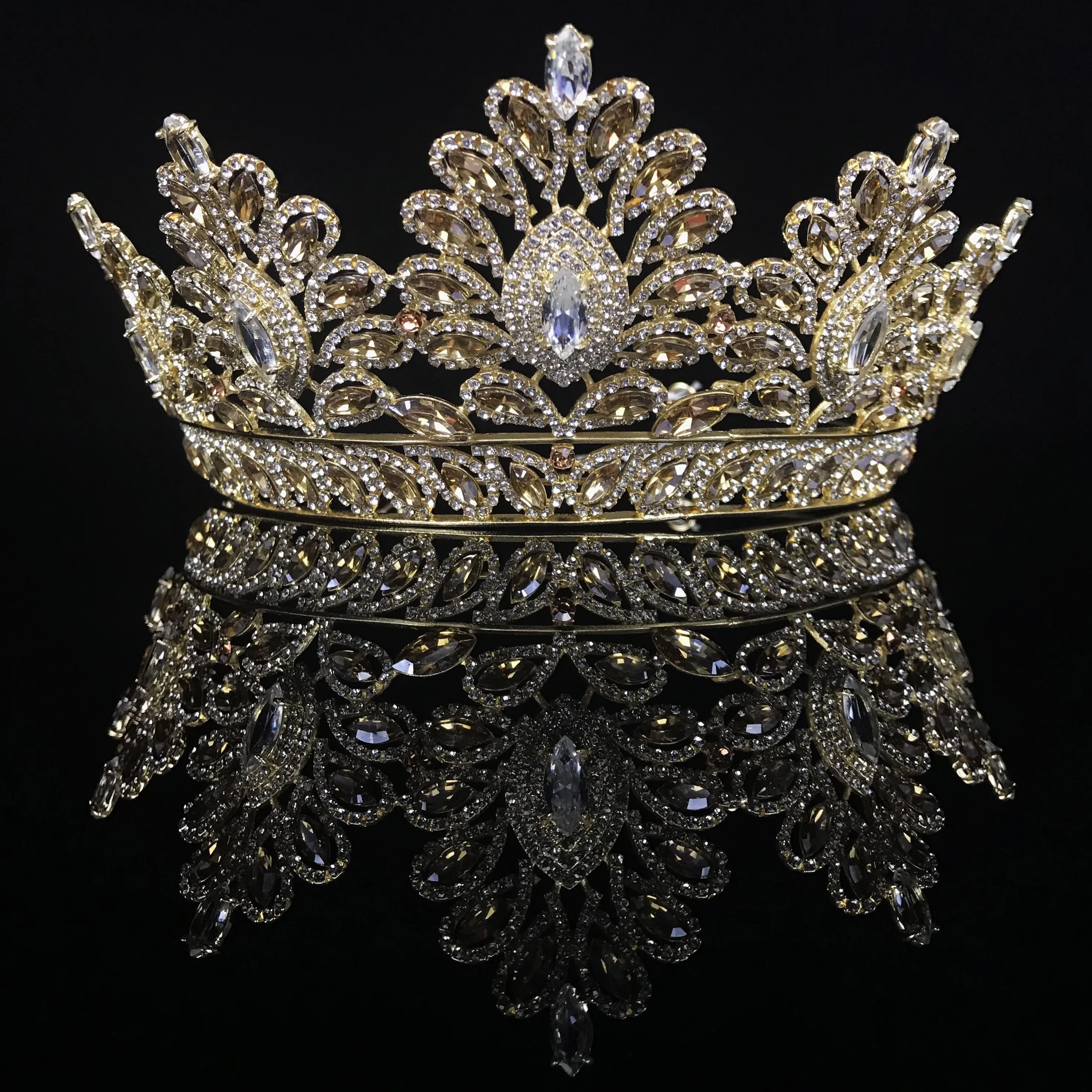 Gold Versatile Crown European and American Bridal Headgear Atmospheric Crown  Accessories Wedding Dress Hair Accessories