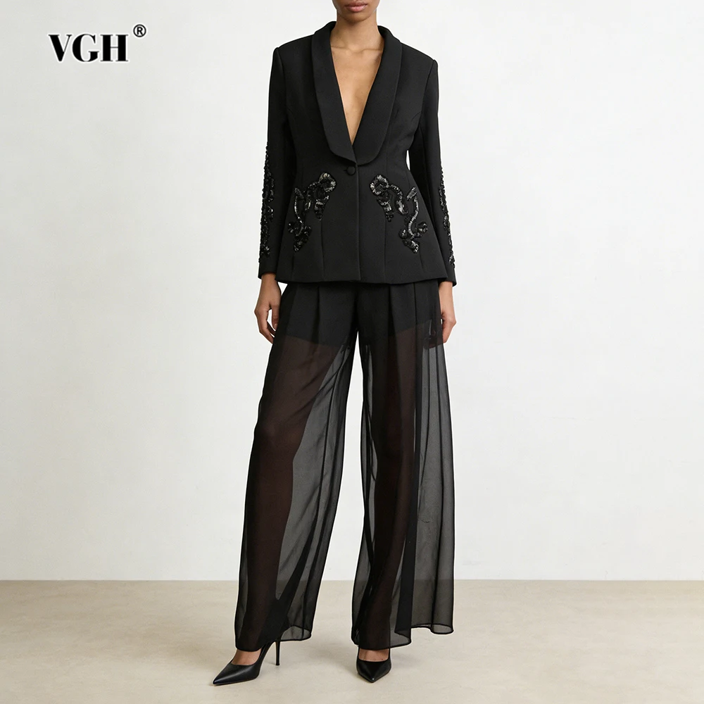 

VGH Сексуальный комплект из двух предметов с вышивкой для женщин: топ с V-образным вырезом и длинными рукавами, юбка с высокой талией, летний повседневный комплект, новинка