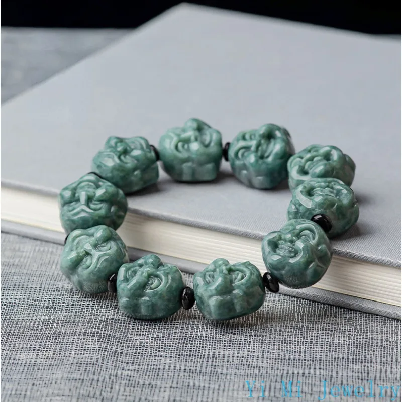 

Burmese Jade Maitreya Bracelets Women Men Stone Green Bangle Gemstone Luxury Bangles Fashion Charm Jadeite Jewelry Real Natural