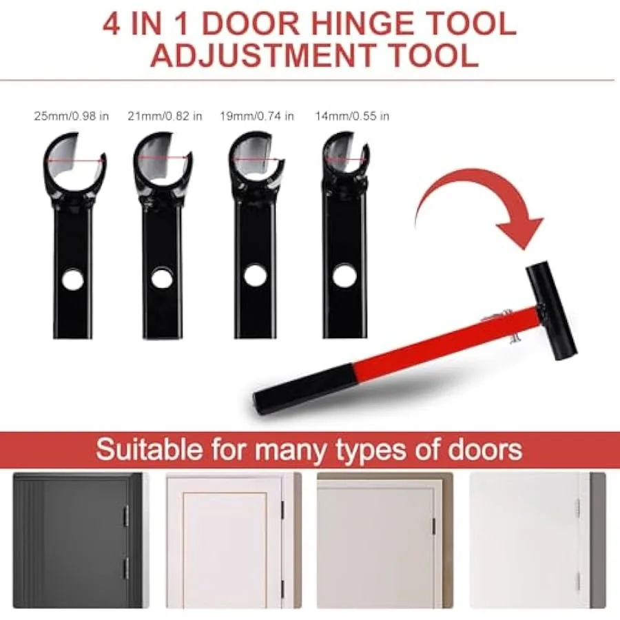 Door Hinge Gap Adjustment Tool 4-in-1 Hinge Gap Adjusting Wrench Painted Steel Door Hinge Adjuster with a Pair of Gloves Heavy-