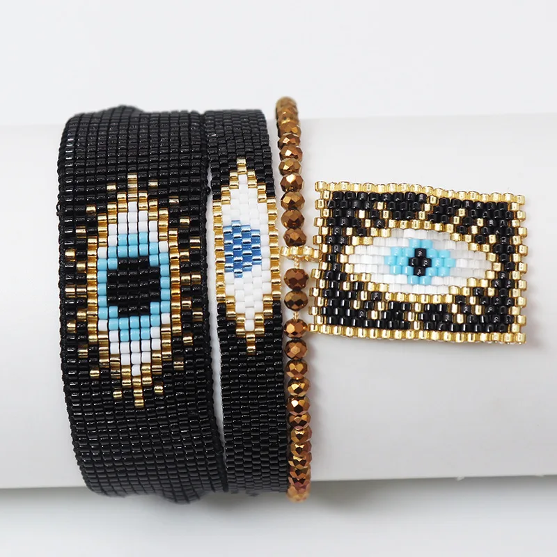 

Rice bead bracelet Originality Design Devil's eye Hand knitting Bohemia Adjustable Fashion Simple Beaded bracelet set