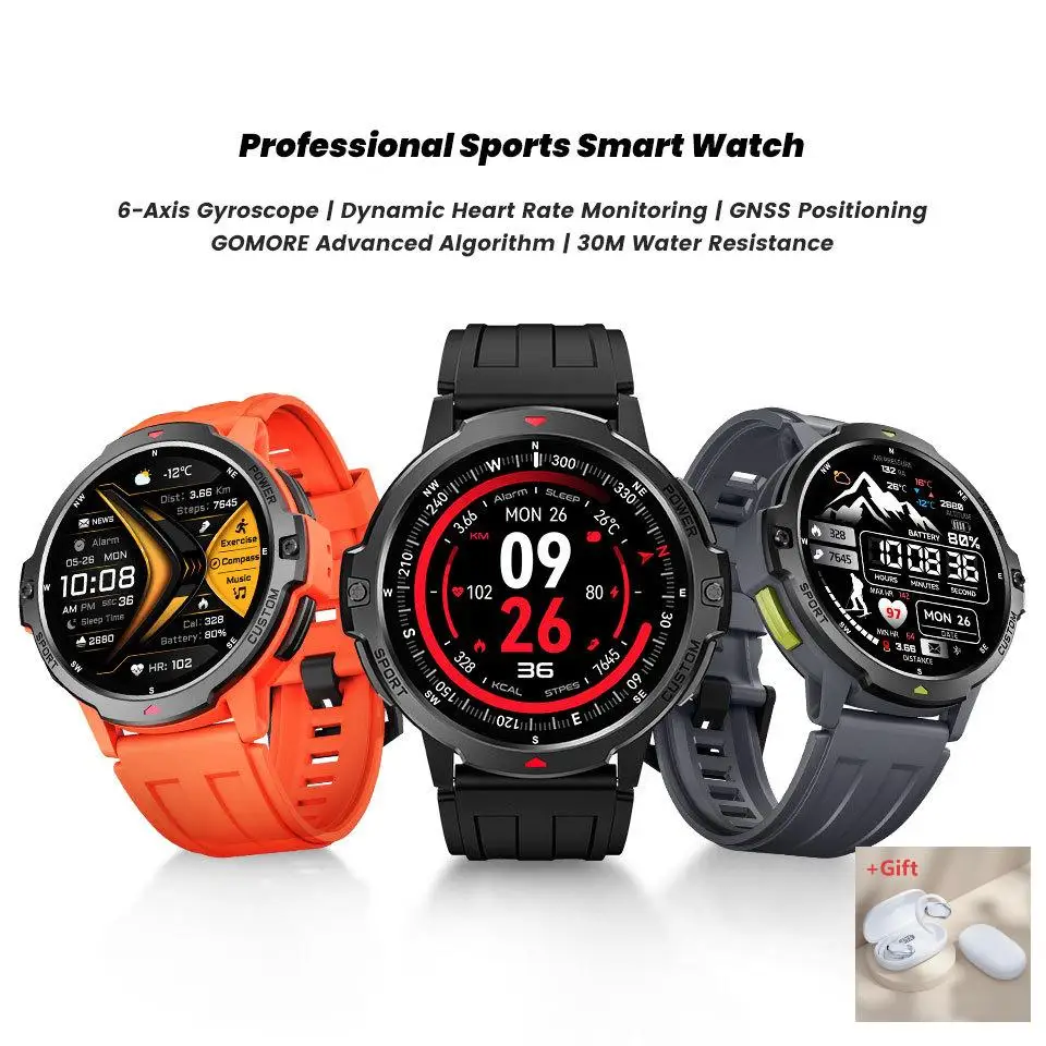 YB Newest waterproof 3ATM GPS Smart watch Multilingual motion counting health monitoring Professional Sports 30m waterproof