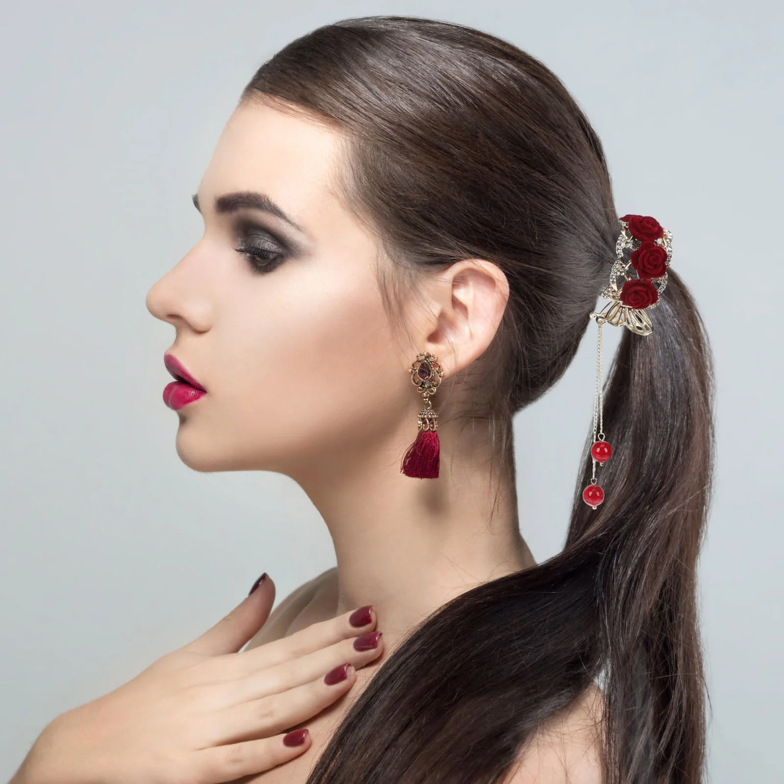 

Large Rhinestone Tassel Claw Clip For Thick Thin Hair Women Party Wedding Banquet Accessory Clips Hair Styling Tool