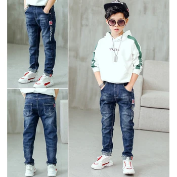 Boys Slim Fit Jeans 2 3-12 Years Spring Autumn Boys Jeans Letter M Slim Fit Style Casual Long Trousers For Kids Handsome Children Birthday Present 2
