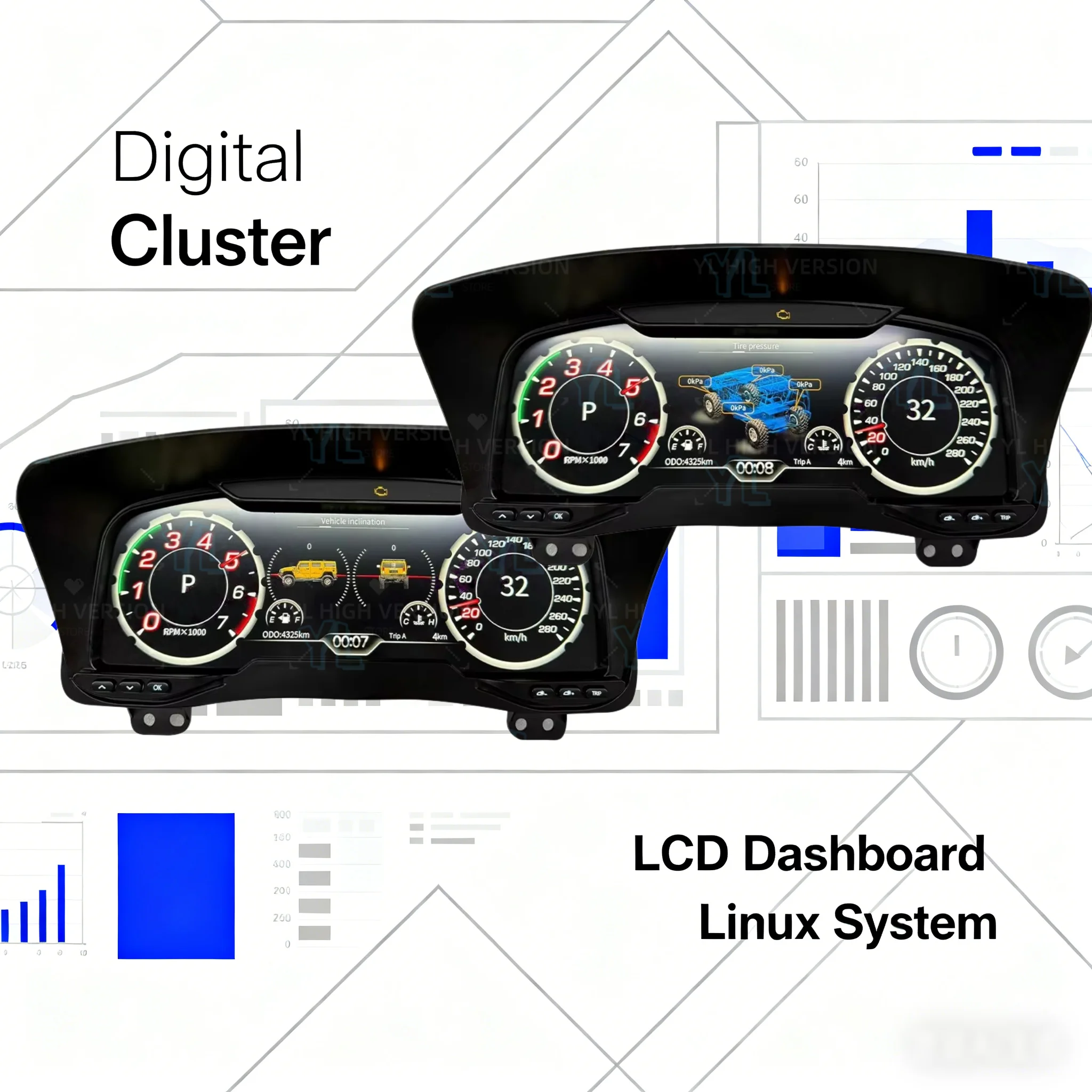Car Dashboard Speedometer Virtual Cockpit LCD Instrument panel Device Digital Cluster For Hummer H3 2005 - 2010 Meter Screen