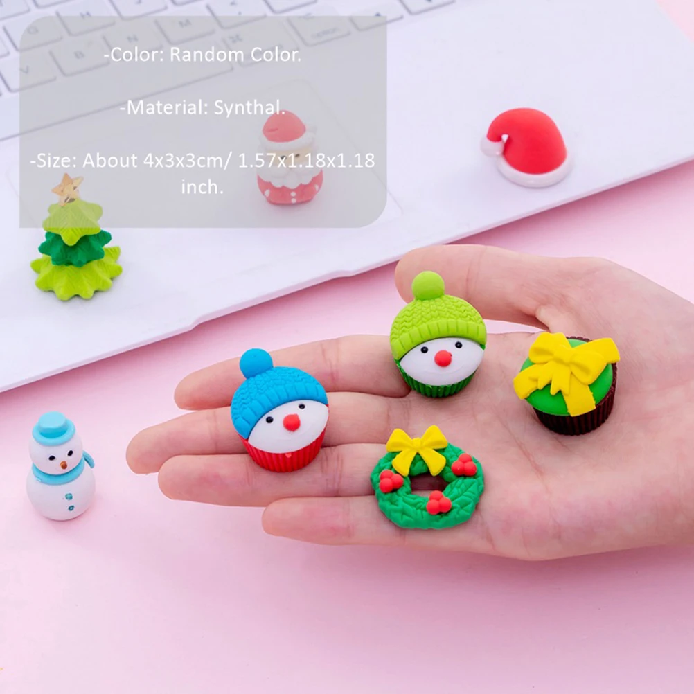 

3 Boxes Cartoon Christmas Stationery Rubber Presents Pencil Erasers Gift Synthetic Student for s