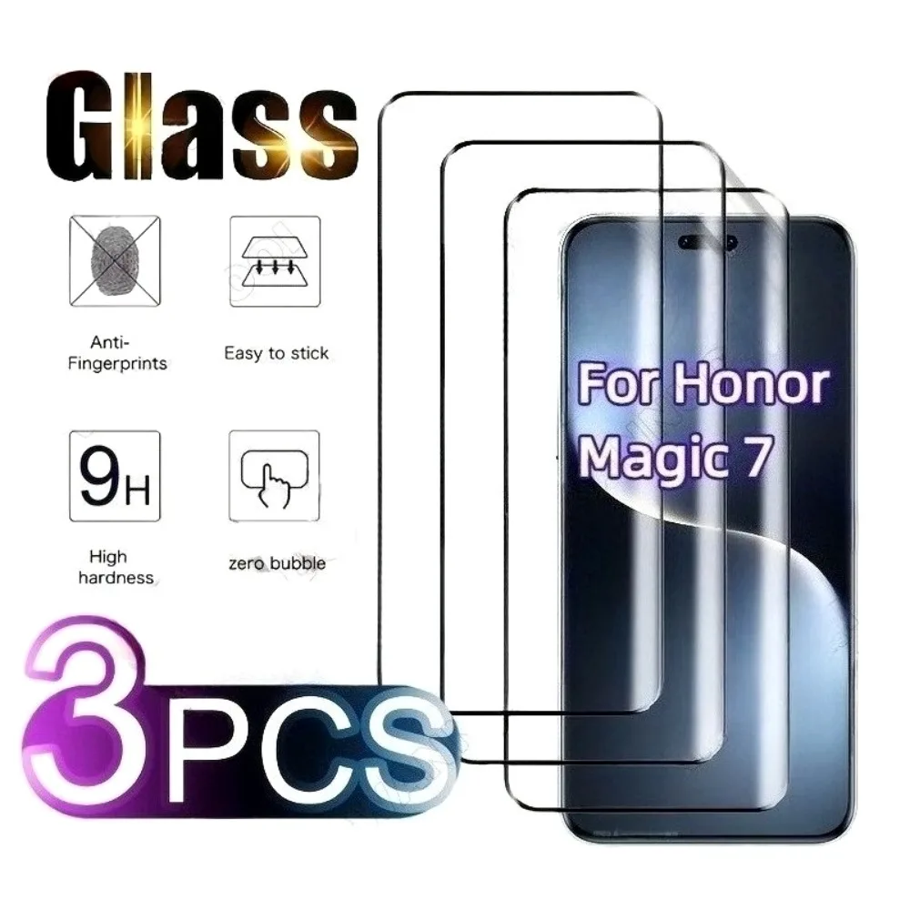 

3Pcs Full Cover Tempered Glass for Honor Magic 7 6 5 4 Pro X9c X8a X7a Screen Protector for Magic 400 300 200 Pro 400 200 Lite